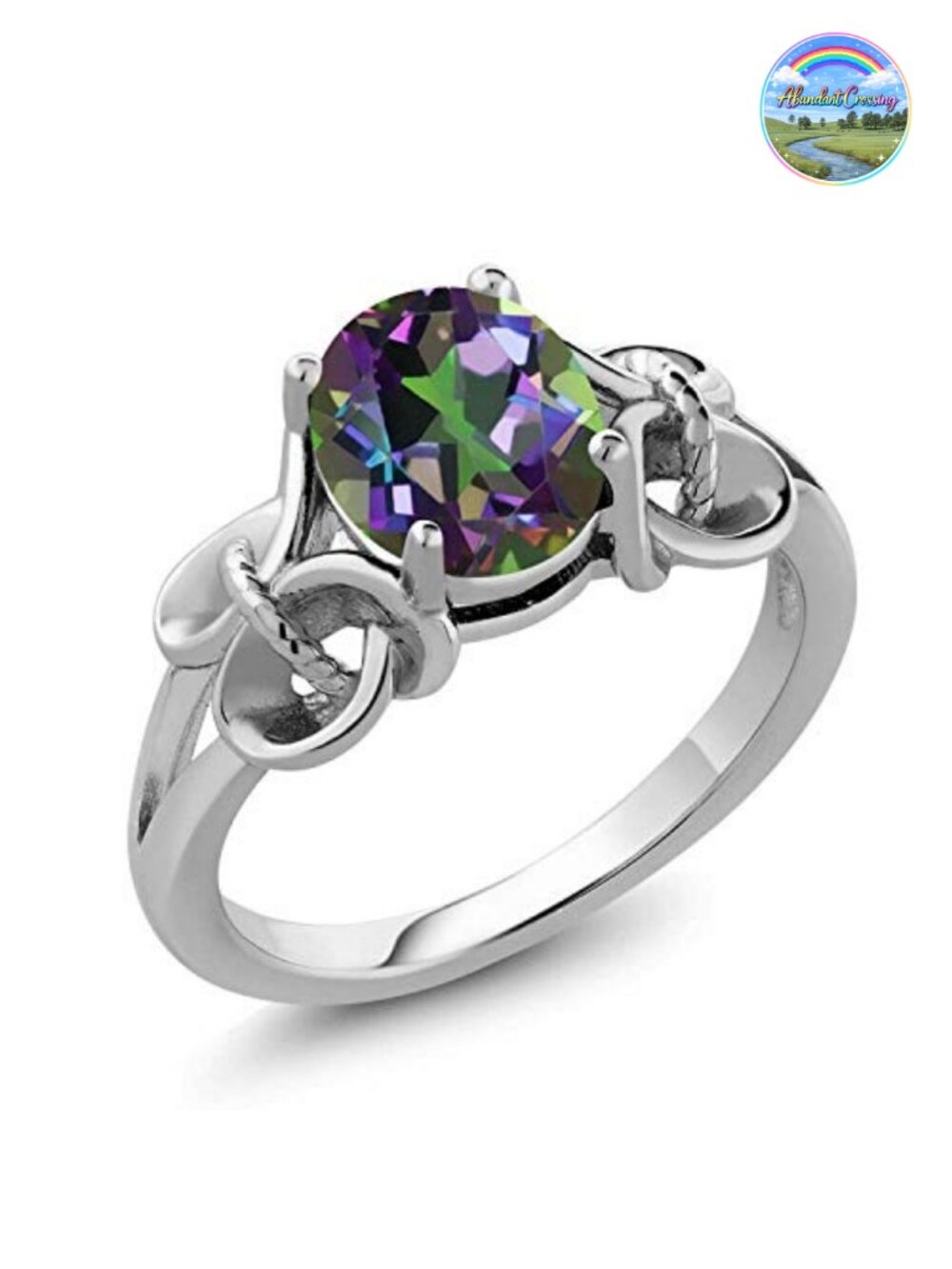 Oval Mystic Topaz 2.30 Cttw 925 Sterling Silver Ring Prong Setting
